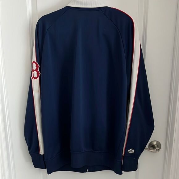 Majestic Red Sox Navy Zipper Jacket Front Pockets - Picture 5 of 7